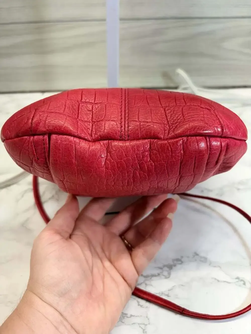 Stone Mountain Pink Crocodile Embossed Leather Crossbody Bag